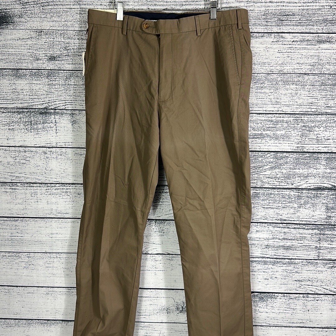 Peter Millar Brown Golf Dress Pants Size 36 100% Pima Cotton NWT