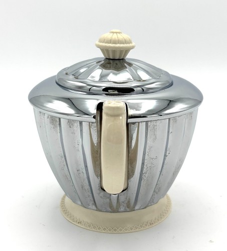 Vintage HEATMASTER Ceramic & Chrome Lidded Sugar Bowl 1950's - Picture 5 of 10