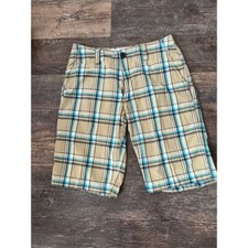 Aeropostale Boys Plaid Khaki Bermuda Shorts Summer Casual Walking Shorts Size 27