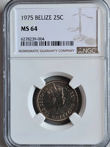 Belize 25 Cents 1975 NGC MS 64