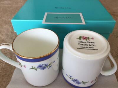 Tiffany & Co. Floral Pair Mug Cup Box Set Flower Pattern Teacup