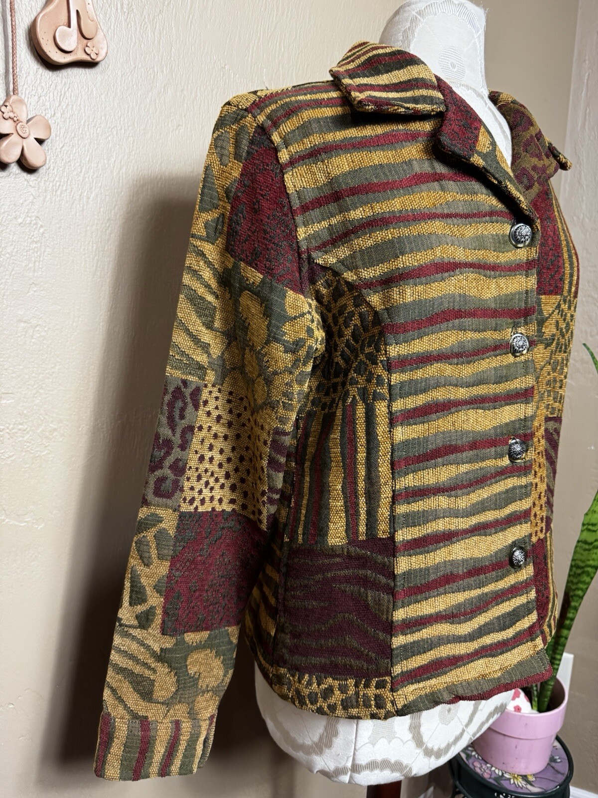 Vintage Patchwork Button Blazer by Daniel K Sz SM - image 2