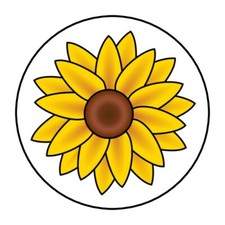 30 Sunflower Envelope Seals Labels Stickers 1.5" Round