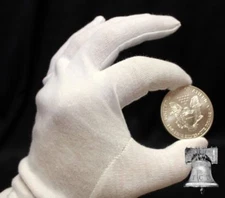 Inspection Gloves Coin Silver Jewelry HEAVY DUTY White Cotton LARGE 1x Pair