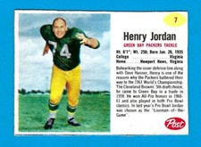 1962 Post Football #7 Henry Jordan Green Bay Packers