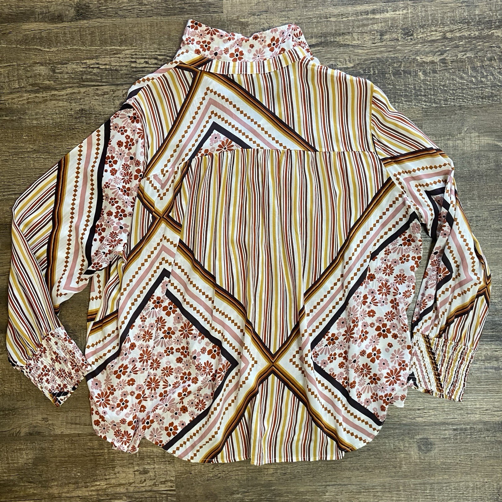 Cato Boho Size Large Patchwork Balloon Sleeves Sm… - image 2