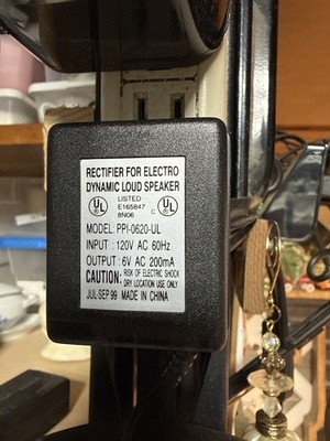 Rectifier for Electro Dynamic Loud Speaker PPI-0620-UL Adapter 6V AC 200mA Works