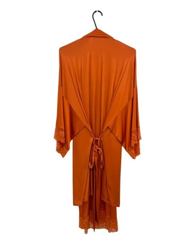 Like New Hanro Women's Orange Midi Dress and Robe Set, Size S - Picture 2 of 6