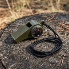 5Pcs Army Green Acrylic Outdoor Whistles Built-in Compass Camping Emergency