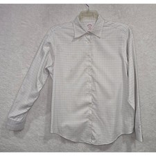 Brooks Brothers Men's Classic Fit White Gingham Dress Shirt Size 16