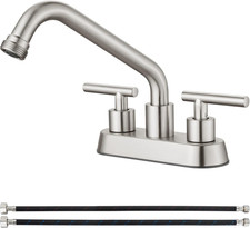 Brushed Nickel Laundry Sink Faucet with Swivel Spout and Supply Lines
