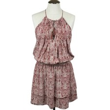 Women's Joie Terracotta Pink Jossa Snake Print Elastic Waist Silk Mini Dress M