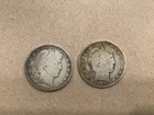 Lot of 2 Barber Half Dollars 1907  ,1906 ~ 90% SILVER ~ (G) Good Condition