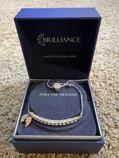 NIB Brilliance Two-Tone "Friends Forever" Crystal by Swarovski Bar Bracelet