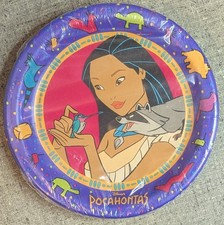 "Platos de fiesta Pocahontas 6 3/4"" nuevo paquete de 8 Meeko Flit nuevo en paquete sello Disney nuevo en caja"