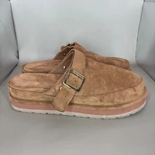 Madden Girl Clogs Taupe Suede Buckle Platform Mule Shoes Women's Size 8M