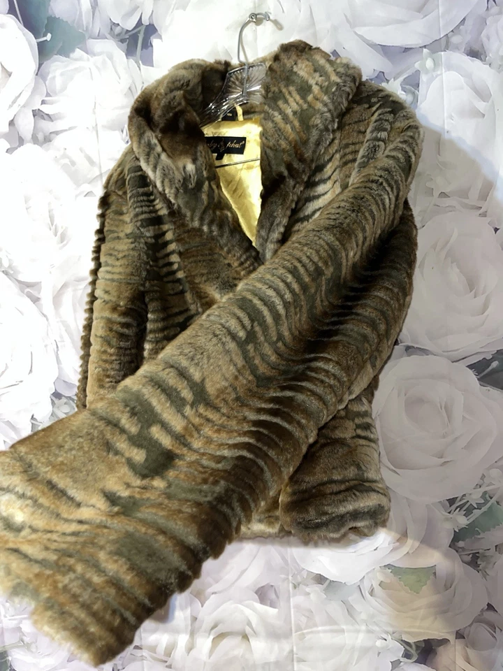 Abrigo de piel sintética vintage Y2k Baby Phat para mujer talla XL estampado animal Foto 3 de 4