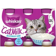 15 x 200ml Whiskas Adult Cat Milk Bottles Low Lactose Cat Treat No Preservatives