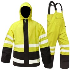 Waterproof Rain Suits for Men Women, Hi-Vis Rain Jacket Bib Overalls, Hea...