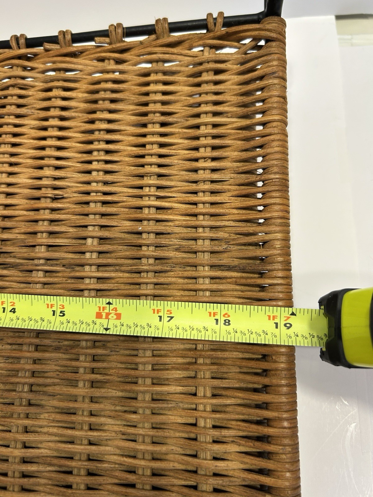 Vintage Mid Century Modern Magazine Holder Rattan Wicker Iron