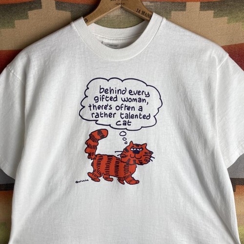 VTG 90s Gifted Woman Talented Cat Cartoon White T-shirt Mens Large Screen Stars