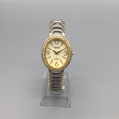 Montres-Émaux-Bijoux 1978 OMAX Womens Watch 28mm Champagne Dial Two Tone Crystal JHS448 New