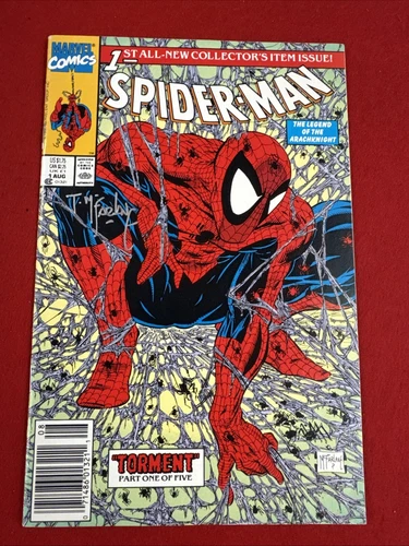 Spider-Man #1 Marvel Comics 1990 VF/NM SIGNED Todd McFarlane NEWSSTAND Ed.