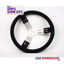 Longacre 52-56801, One 15In Steering Wheel Blk Alum Smooth Grip Performance Part