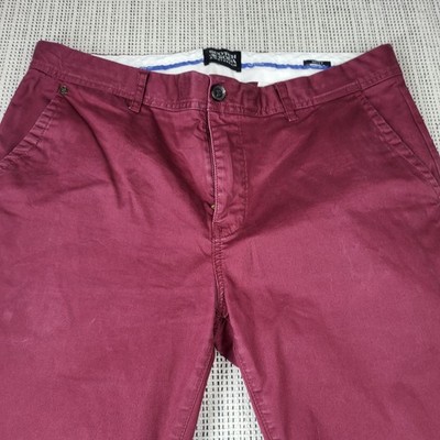 Scotch & Soda Pants Mens 33x32 Red Mott Chino Slim Tapered Casual Cotton