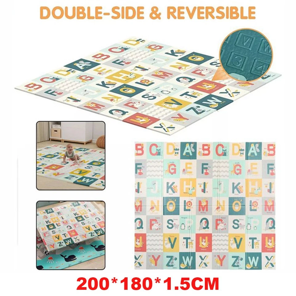 Baby Play Mat Double-Sided, Reversible Foam Soft Crawling Mat for Bedroom - Image 2 of 4
