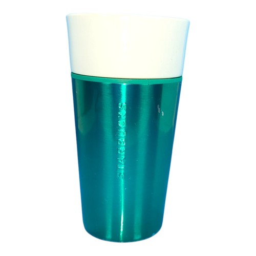 Starbucks Ceramic Double Wall Coffee Travel Tumbler Green & White
