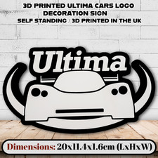 ULTIMA CARS 3D Printed Sign Self-Standing Iconic Logo Desk Shelve Décor Man Cave