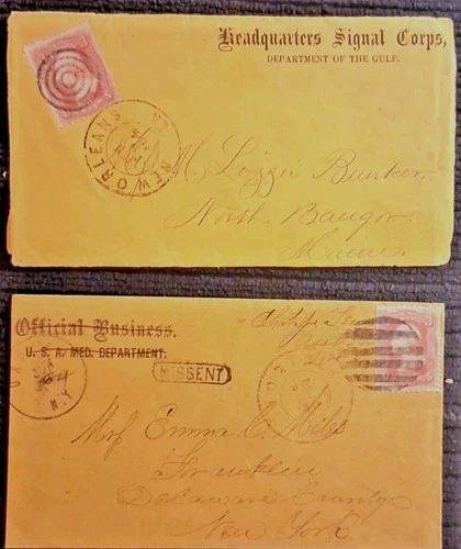 65 Civil War Patriotic - Two Scarce Army Corps Imprint Covers (Dept of the Gulf)