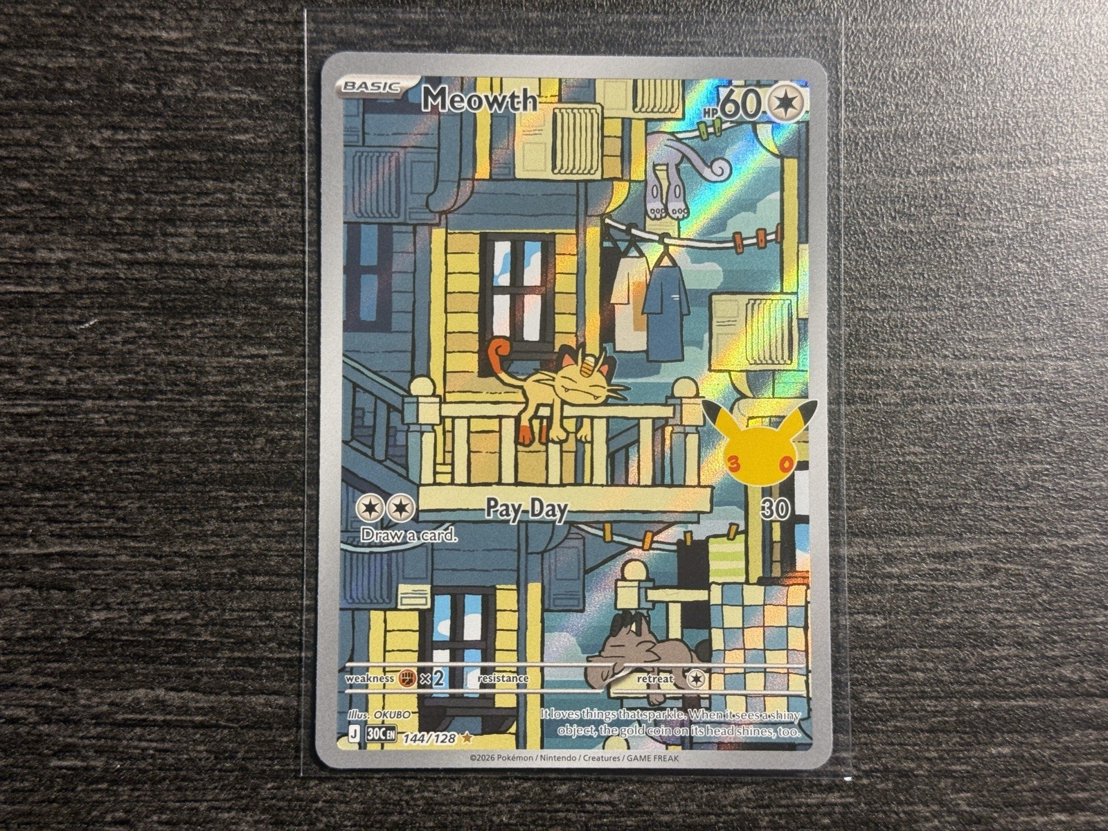 30th Celebration Pokemon TCG! Meowth - Meowth Illustration Rare 144/128