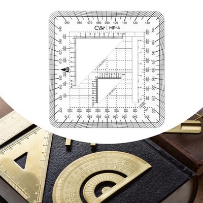 Protractor Ruler Square Measuring Ruler Learning Measurement Pocket Grid for