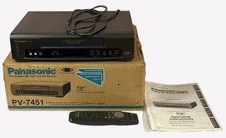 Panasonic PV 7451 Omnivision Black VCR Plus W/ Original Box/Remote Tested/Works
