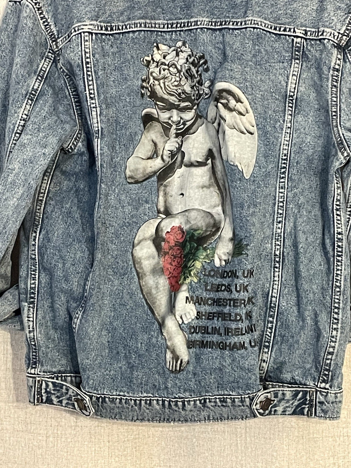 SAINT LAURENT Young Thug Denim Cherubino YSL Edizione Limitata H&M Giacca Uomo Jeans Blu Medio
