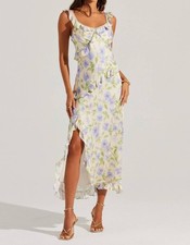 Astr Rosalina Satin Ruffle Midi Dress Size L