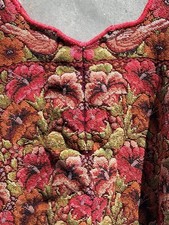 Beautiful Vintage Guatemalan huipil With Birds- Burgundy Red Brown floral