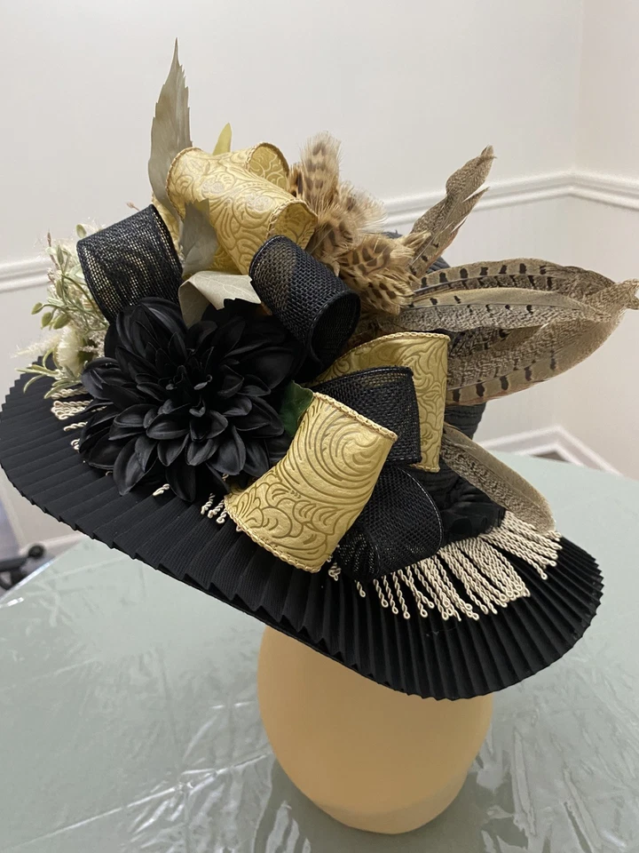 Sombrero victoriano de ala ancha para damas boda Kentucky Derby iglesia fiesta del té Foto 3 de 4