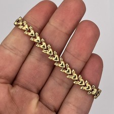 Italy 14K Yellow Gold Ladies Hollow Hearts Link Bracelet 7" with Lobster Clasp