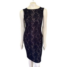 NWT TADASHI SHOJI Corded Lace Sheath Dress in Dark Navy Blue WOMEN'S 4
