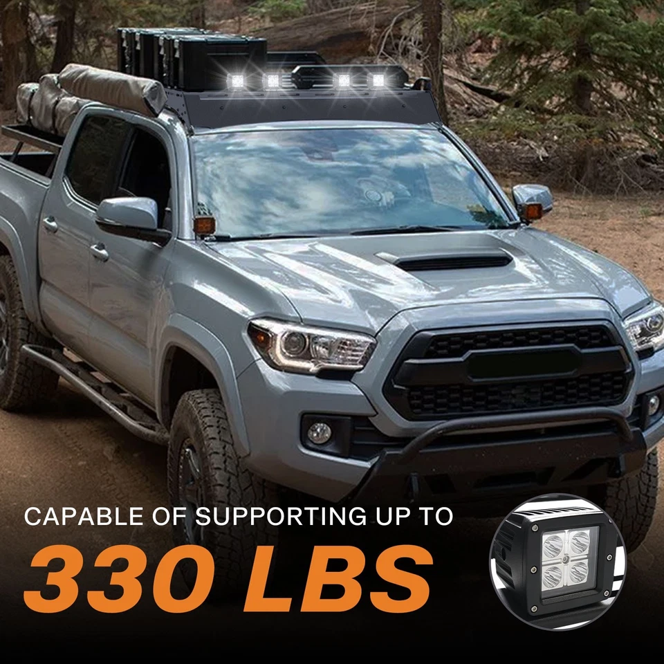 Roof Rack Cargo Luggage Carrier For Toyota Tacoma 2005-2023 w/LED Light Foto 3 de 4