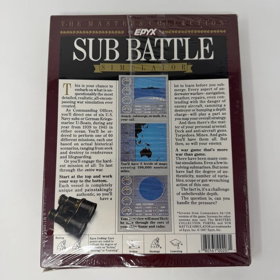 Sub Battle Simulator By EPYX The Masters Collection Commodore 64/128 NEW Sealed - Image 2 of 4