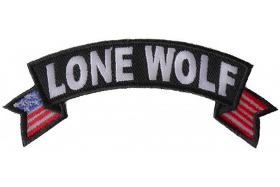 LONE WOLF US FLAG ROCKER SMALL 4 X 1 1/2 EMBROIDERED PATCH*FREE SHIPPING*