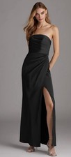 Azazie Bridesmaid Dress, Style: Lexie, Black Satin, Size: A14