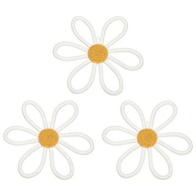 3 pièces décor mural floral marguerites, pour macramé tissé beige 10" - Photo 1/4