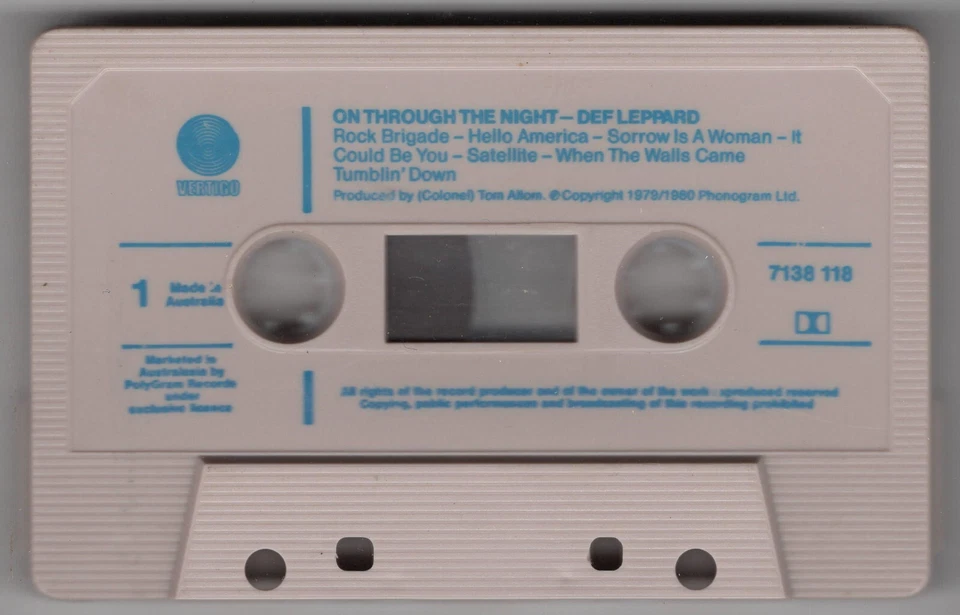 1988 MUSIC AUDIO CASSETTE TAPE [ALBUM: ON THROUGH THE NIGHT] GROUP: DEF LEPPARD - Image 4 of 4