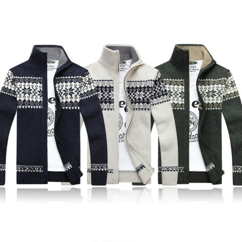 Winter Pullover Herren Mit Reißverschluss - Langer Strickpullover Mit Kapuze