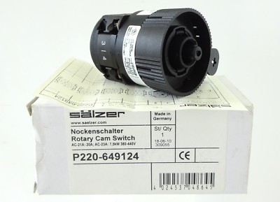 SÄLZER P220-649124 Nockenschalter Rotary Cam Switch 3 Stell. 20A 7,5kW 380-440V